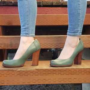 Kork-Ease Green Leather Heels